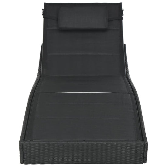 Ligbed poly rattan en textileen zwart MeubelReus
