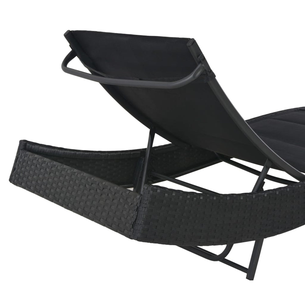 Ligbed poly rattan en textileen zwart MeubelReus