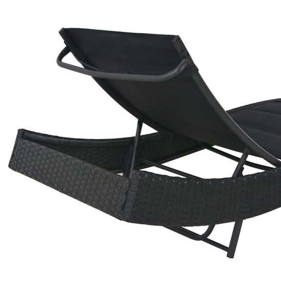 Ligbed poly rattan en textileen zwart MeubelReus