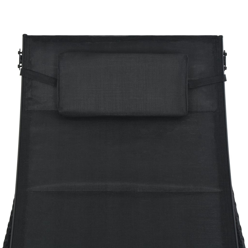 Ligbed poly rattan en textileen zwart MeubelReus