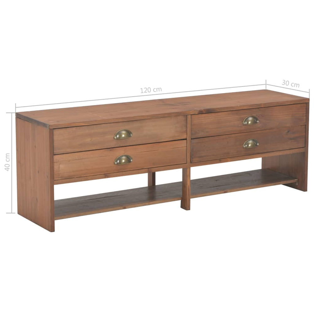 Tv-meubel met 4 lades 120x30x40 cm massief vurenhout MeubelReus