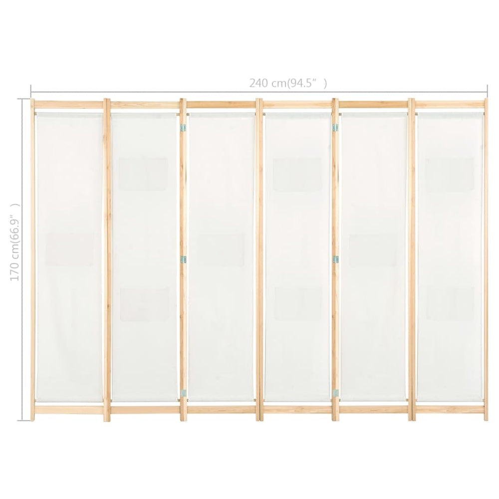 Kamerscherm met 6 panelen 240x170x4 cm stof crème MeubelReus