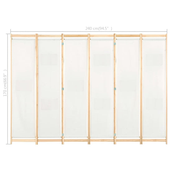 Kamerscherm met 6 panelen 240x170x4 cm stof crème MeubelReus