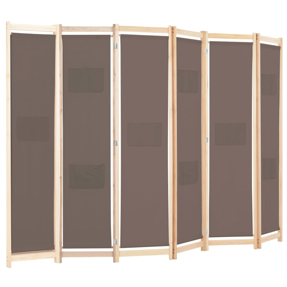 Kamerscherm met 6 panelen 240x170x4 cm stof bruin MeubelReus