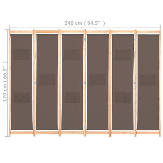 Kamerscherm met 6 panelen 240x170x4 cm stof bruin MeubelReus