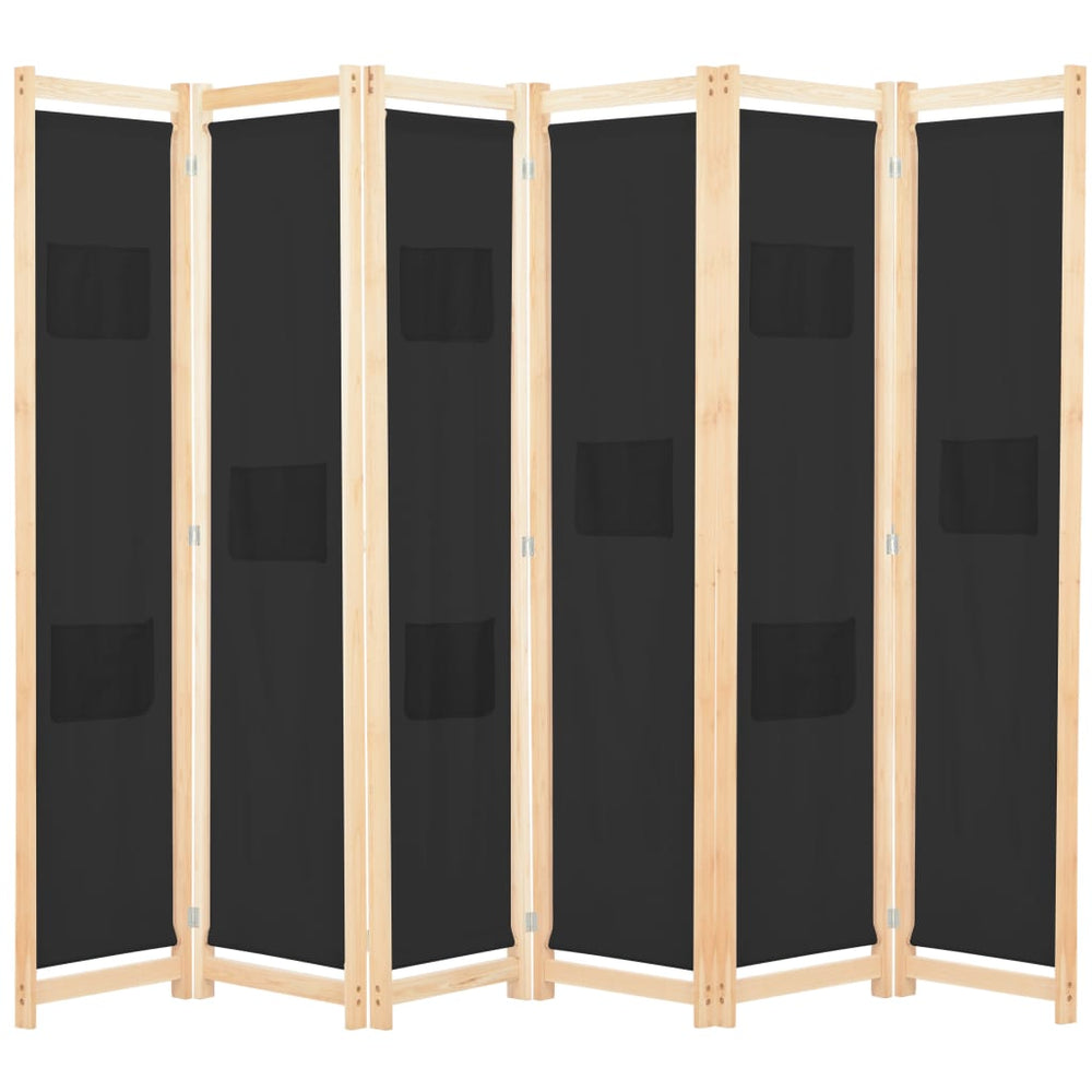 Kamerscherm met 6 panelen 240x170x4 cm stof zwart MeubelReus