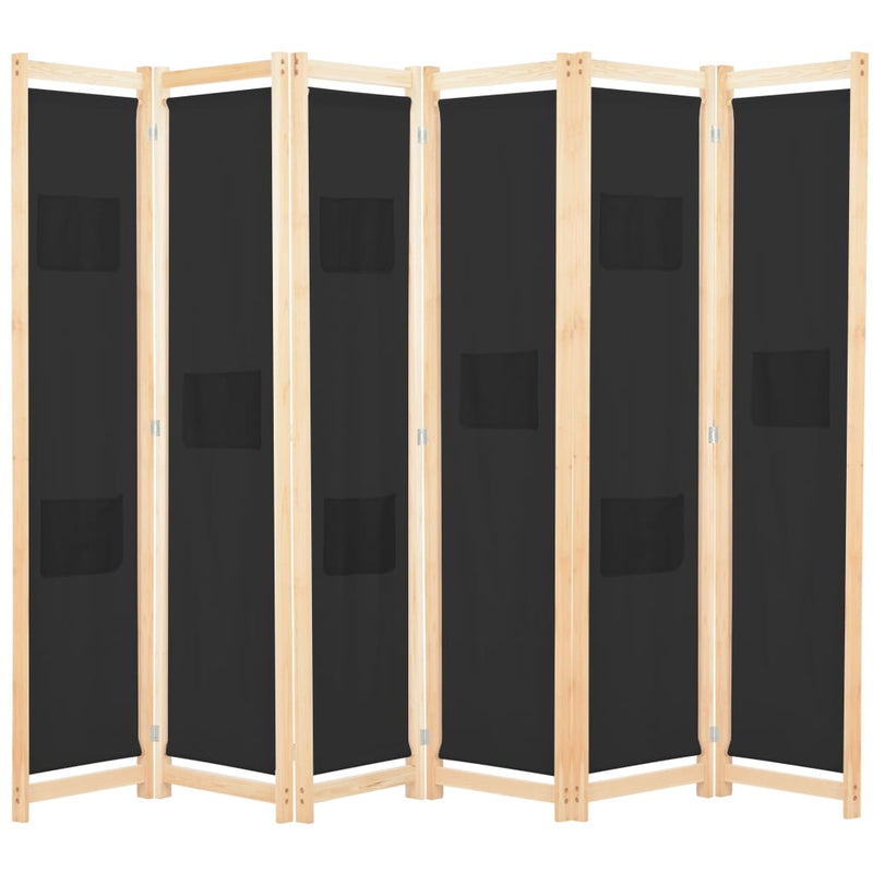 Kamerscherm met 6 panelen 240x170x4 cm stof zwart MeubelReus