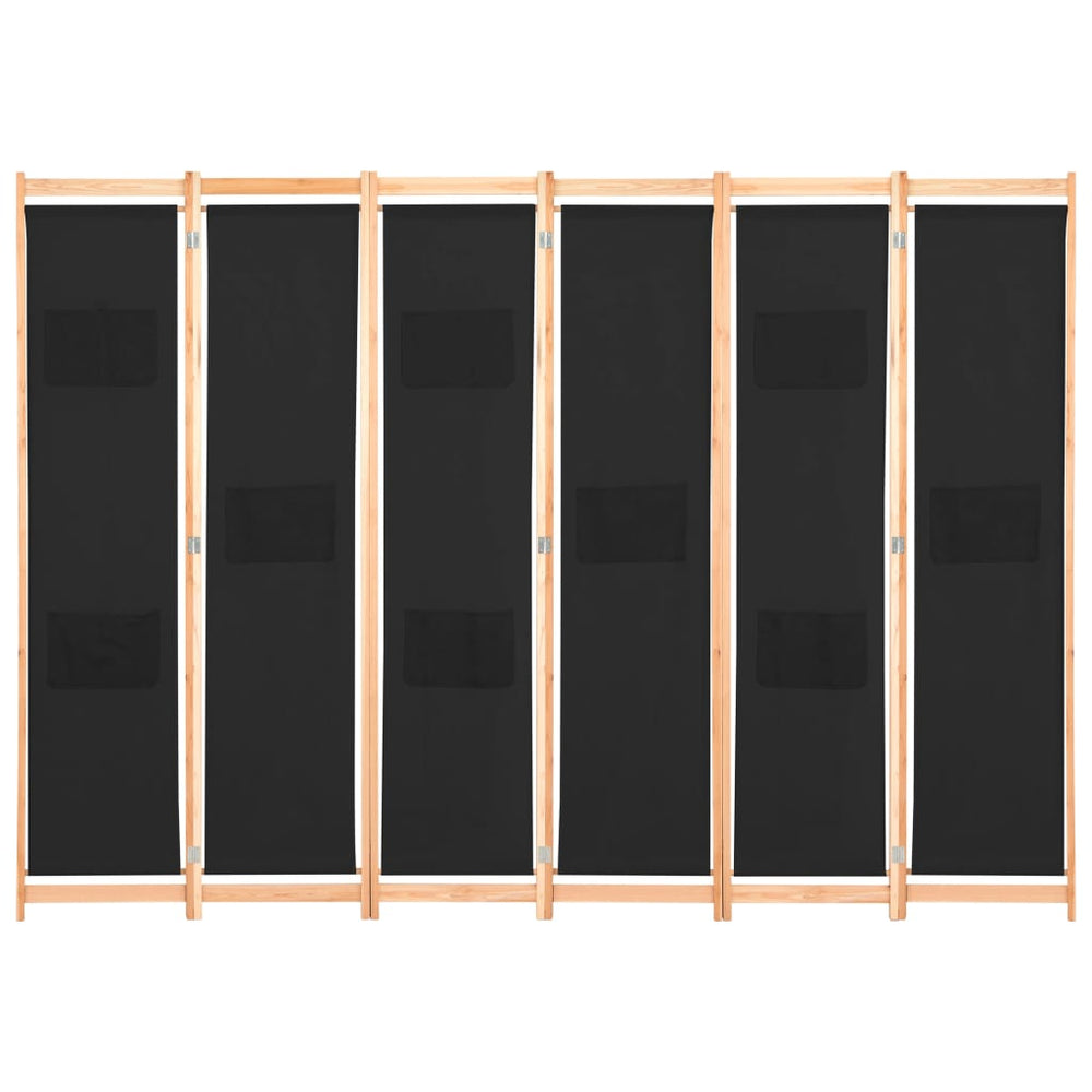 Kamerscherm met 6 panelen 240x170x4 cm stof zwart MeubelReus