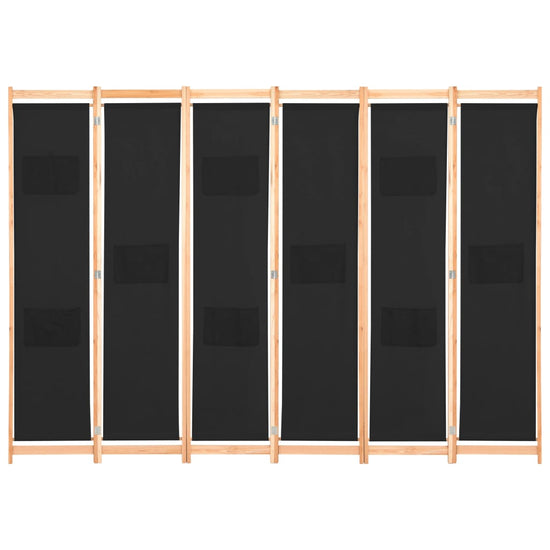 Kamerscherm met 6 panelen 240x170x4 cm stof zwart MeubelReus