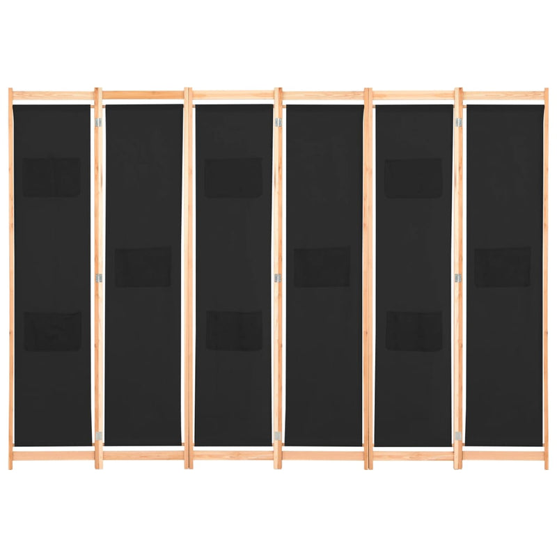 Kamerscherm met 6 panelen 240x170x4 cm stof zwart MeubelReus
