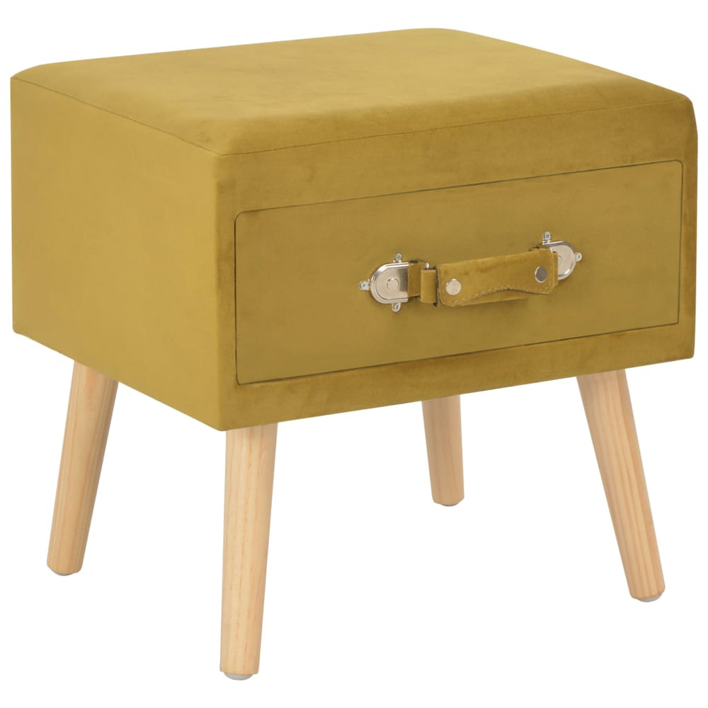 Nachtkastje 40x35x40 cm fluweel mosterdkleurig MeubelReus