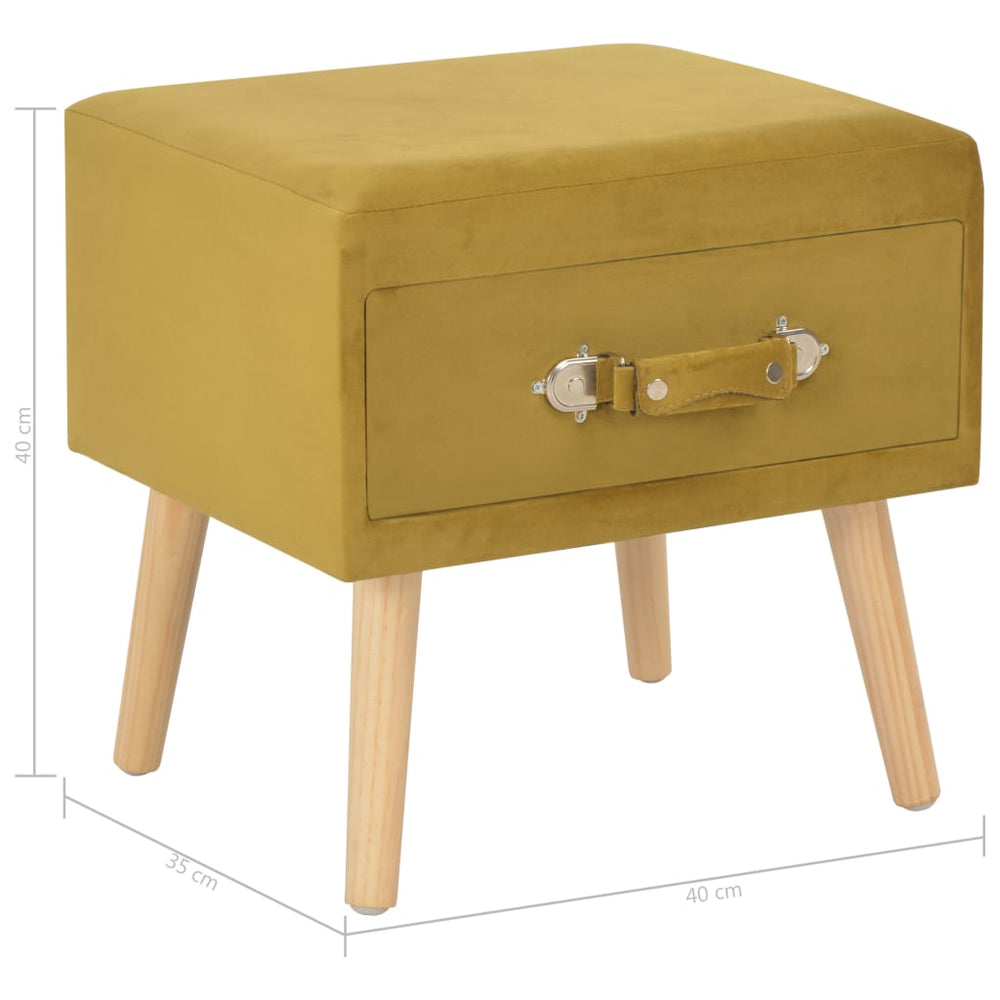 Nachtkastje 40x35x40 cm fluweel mosterdkleurig MeubelReus