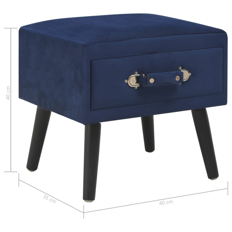 Nachtkastje 40x35x40 cm fluweel blauw MeubelReus
