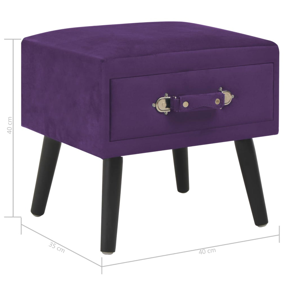 Nachtkastje 40x35x40 cm fluweel donkerpaars MeubelReus