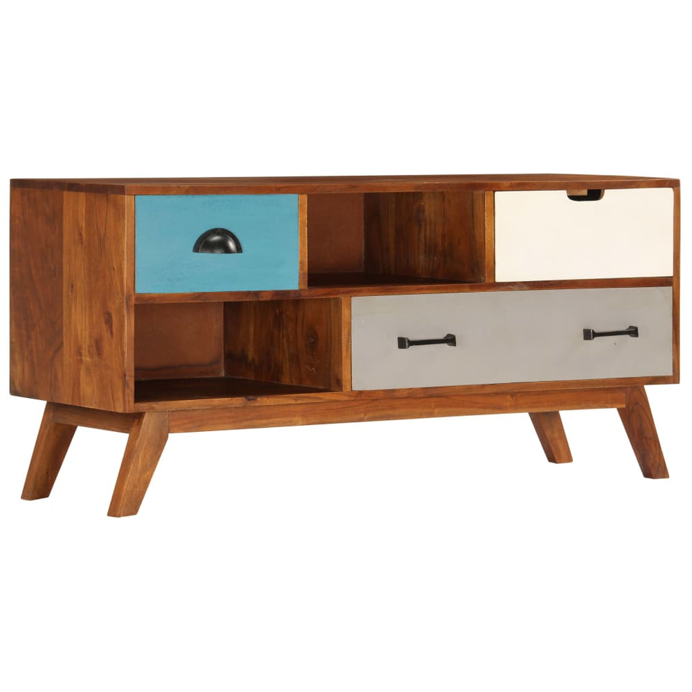 Tv-meubel met 3 lades 110x35x50 cm massief acaciahout MeubelReus