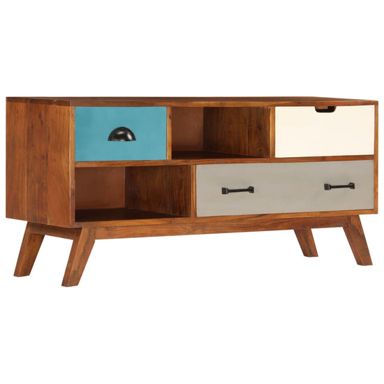 Tv-meubel met 3 lades 110x35x50 cm massief acaciahout MeubelReus