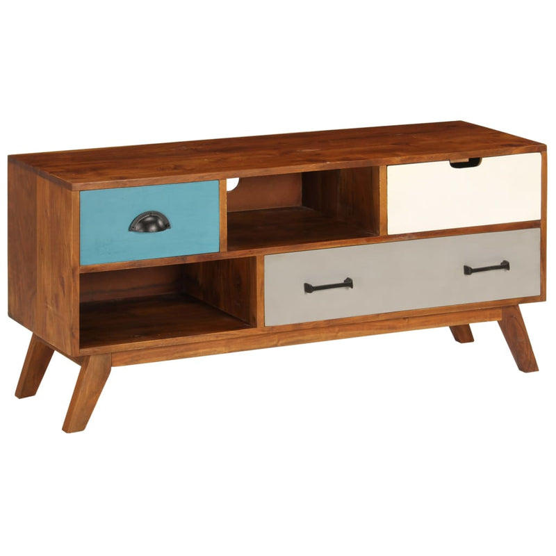 Tv-meubel met 3 lades 110x35x50 cm massief acaciahout MeubelReus