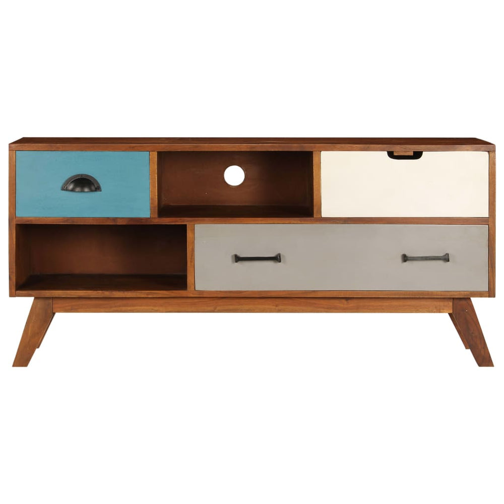 Tv-meubel met 3 lades 110x35x50 cm massief acaciahout MeubelReus