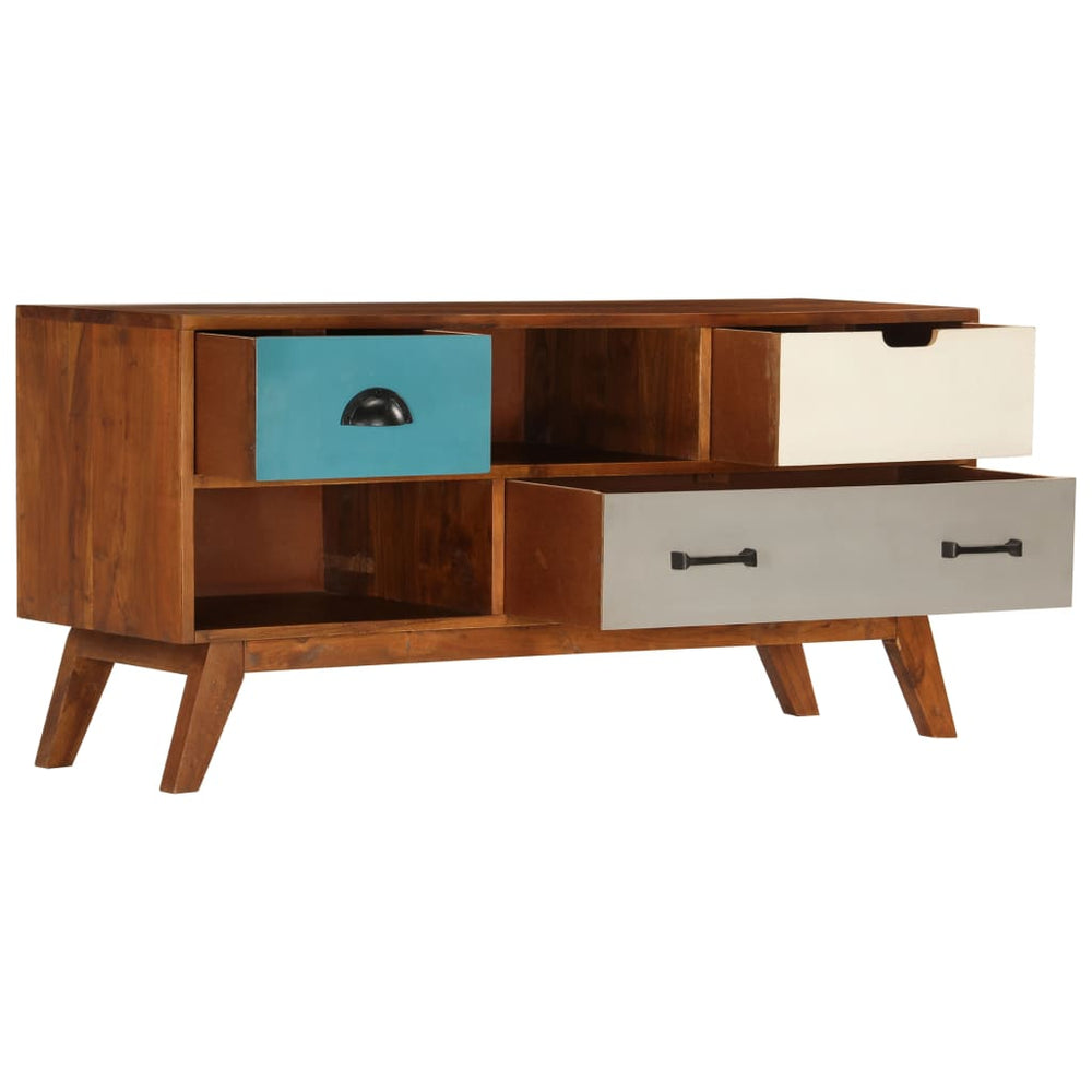 Tv-meubel met 3 lades 110x35x50 cm massief acaciahout MeubelReus