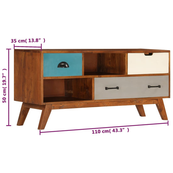 Tv-meubel met 3 lades 110x35x50 cm massief acaciahout MeubelReus