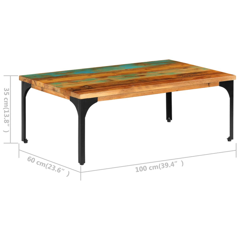 Salontafel 100x60x35 cm massief gerecycled hout MeubelReus
