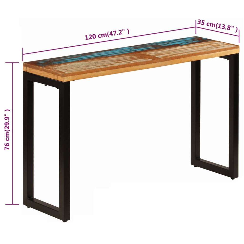 Wandtafel 120x35x76 cm massief gerecycled hout en staal MeubelReus