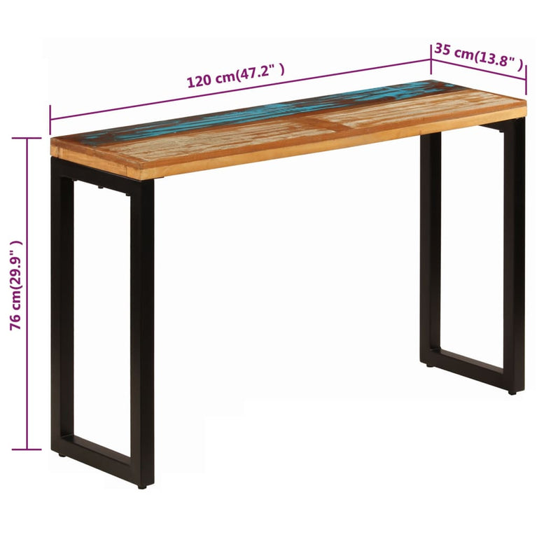Wandtafel 120x35x76 cm massief gerecycled hout en staal MeubelReus