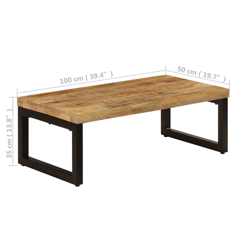Salontafel 100x50x35 cm massief mangohout en staal MeubelReus