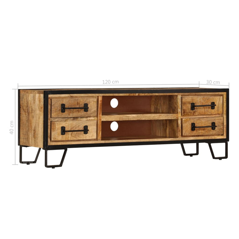 Tv-meubel met lades 120x30x40 cm massief mangohout MeubelReus