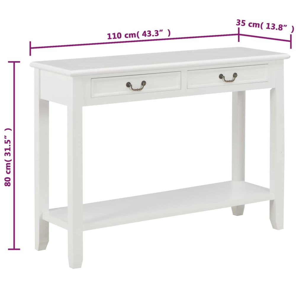 Wandtafel 110x35x80 cm hout wit MeubelReus