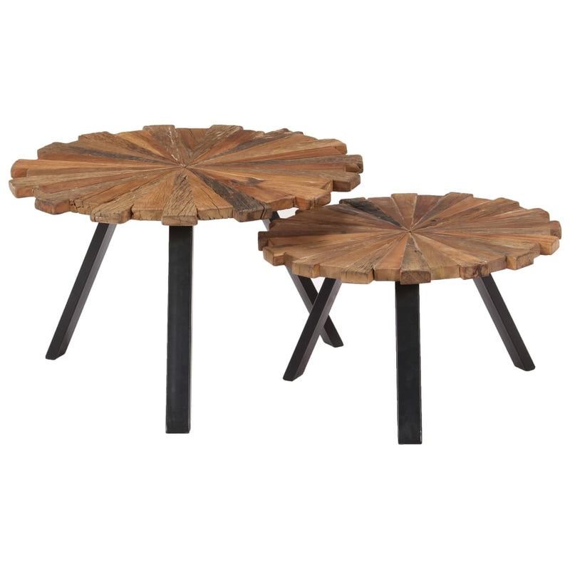 Salontafels 2 st massief gerecycled hout MeubelReus