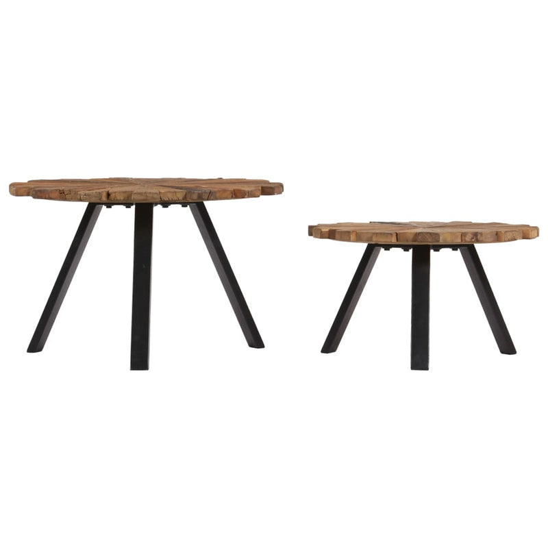 Salontafels 2 st massief gerecycled hout MeubelReus