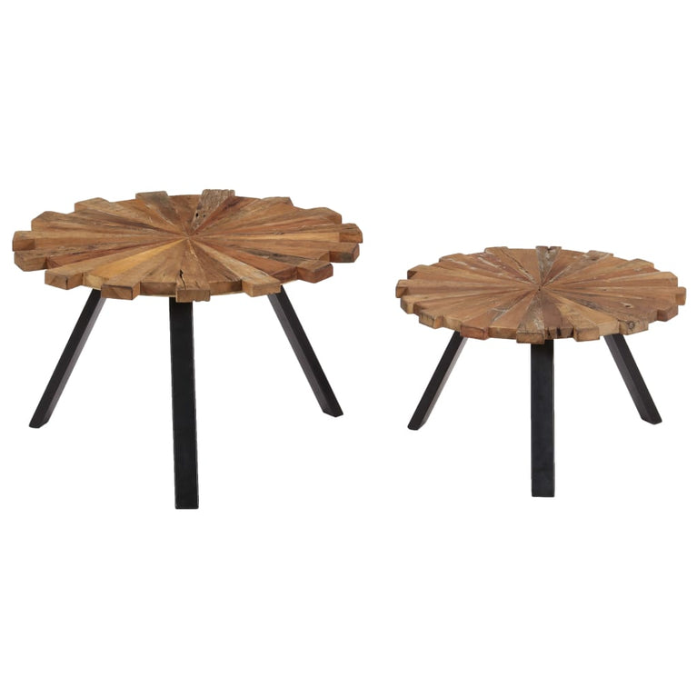 Salontafels 2 st massief gerecycled hout MeubelReus