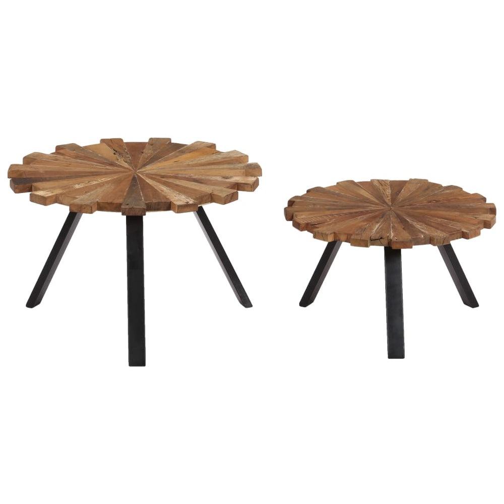 Salontafels 2 st massief gerecycled hout MeubelReus