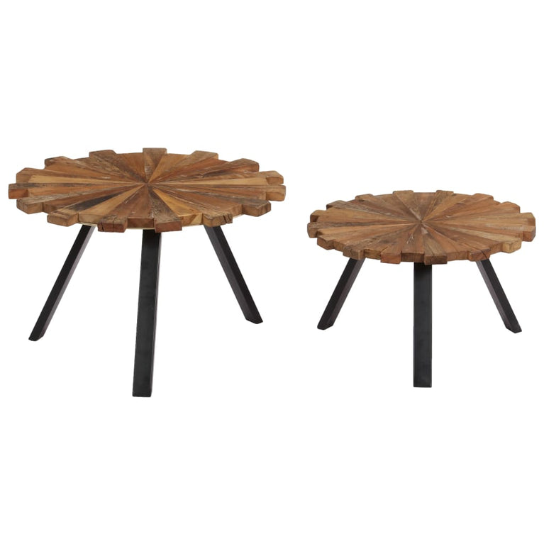Salontafels 2 st massief gerecycled hout MeubelReus