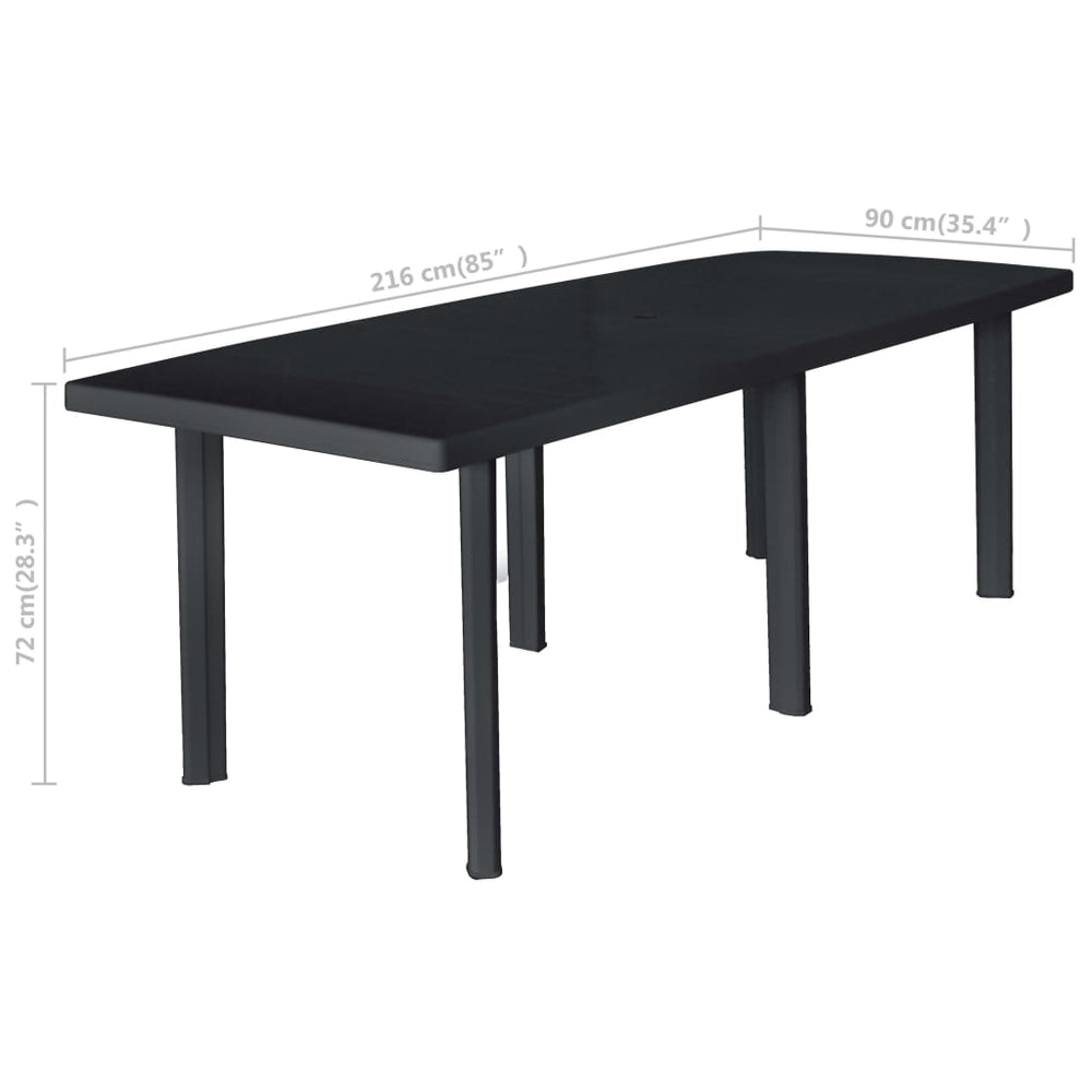 Tuintafel 216x90x72 cm kunststof antraciet MeubelReus