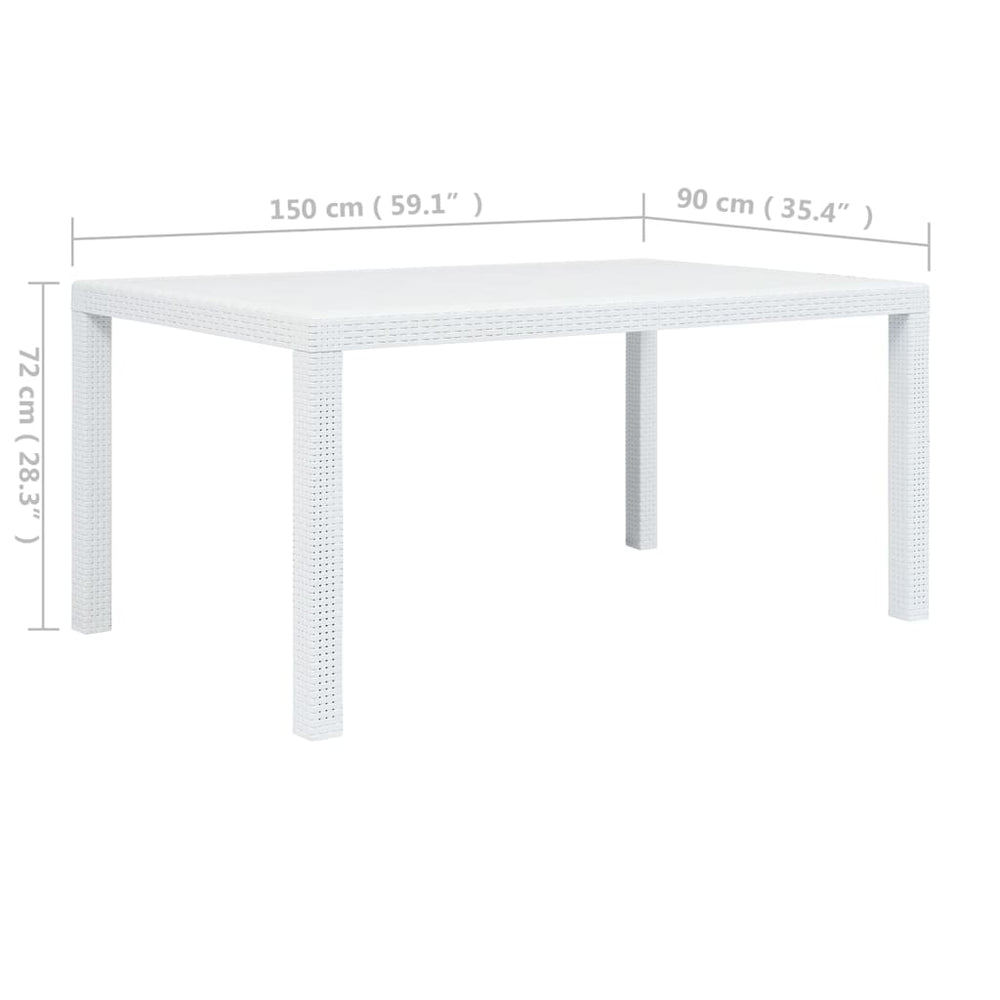 Tuintafel 150x90x72 cm rattan-look kunststof wit MeubelReus