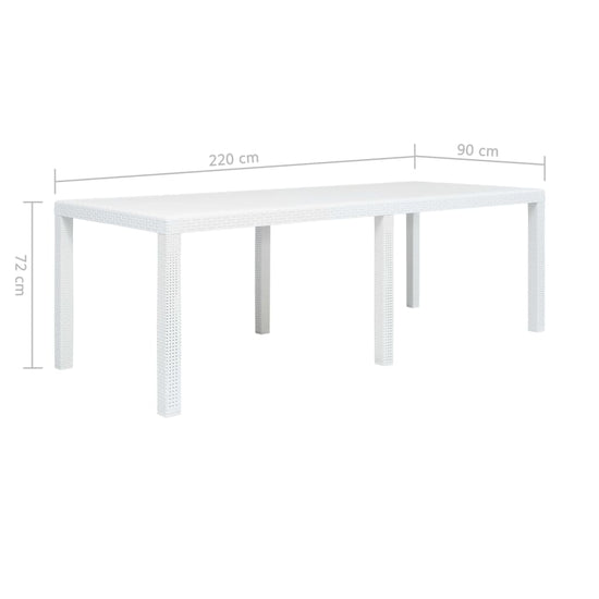 Tuintafel 220x90x72 cm rattan-look kunststof wit MeubelReus