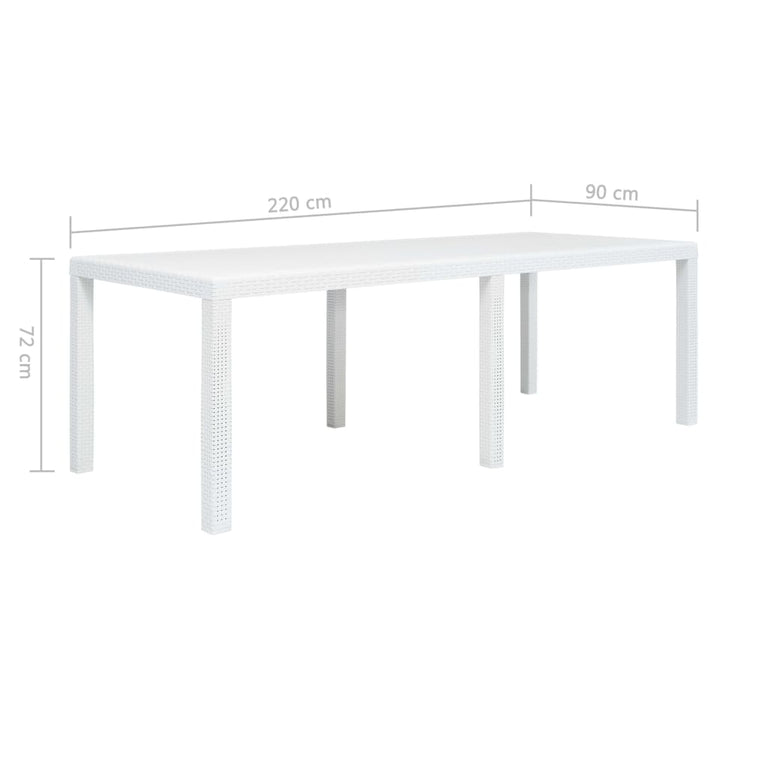 Tuintafel 220x90x72 cm rattan-look kunststof wit MeubelReus