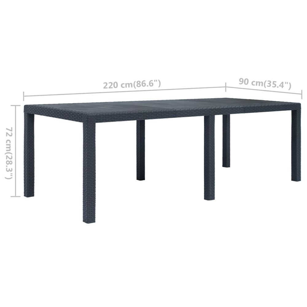 Tuintafel 220x90x72 cm rattan-look kunststof antraciet MeubelReus