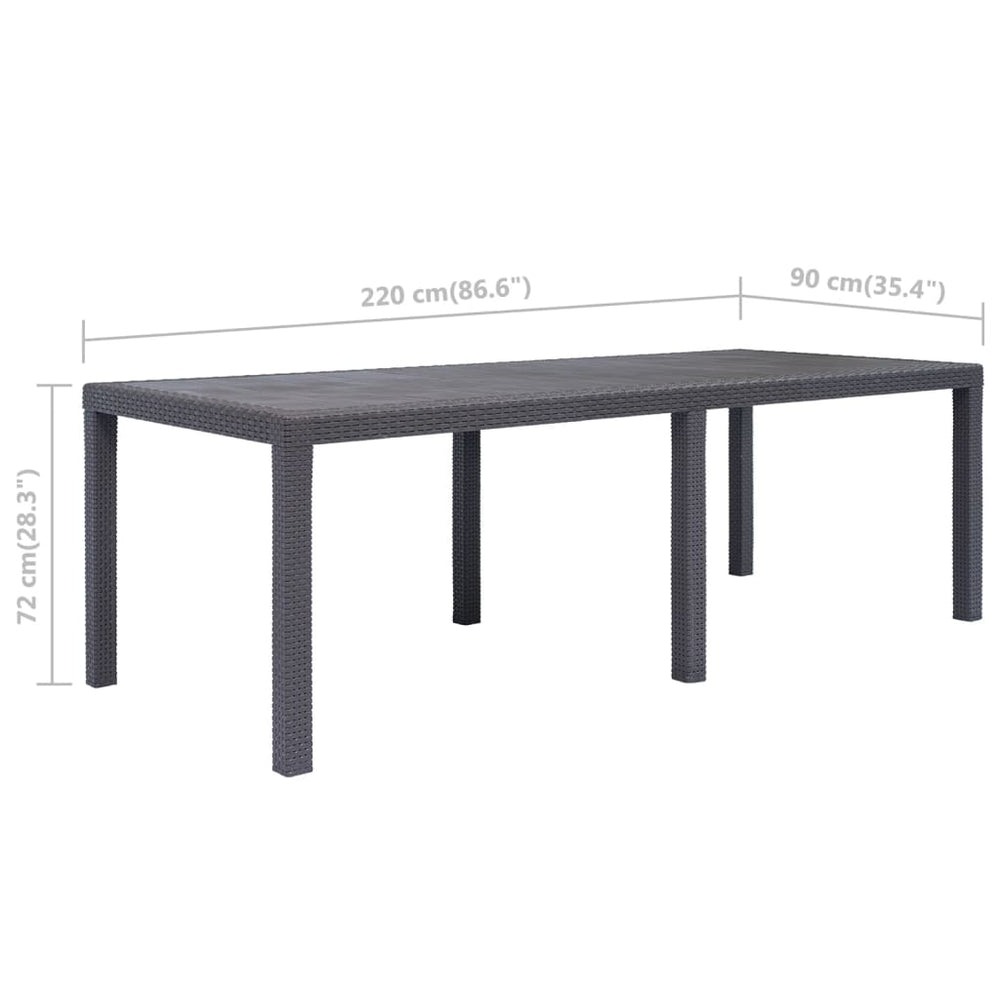 Tuintafel 220x90x72 cm rattan-look kunststof bruin MeubelReus