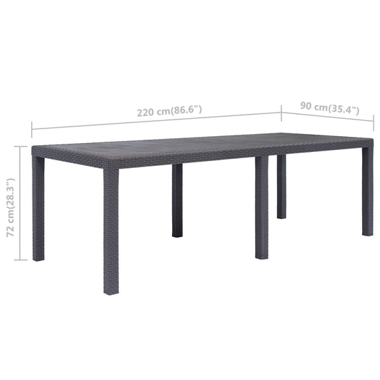 Tuintafel 220x90x72 cm rattan-look kunststof bruin MeubelReus