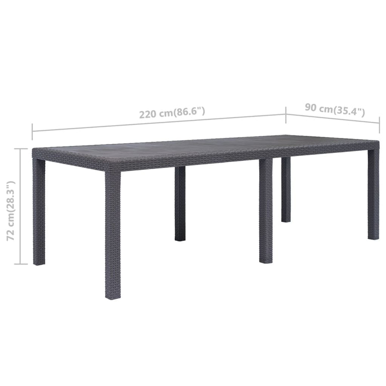 Tuintafel 220x90x72 cm rattan-look kunststof bruin MeubelReus