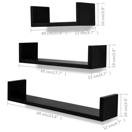 Wandplanken 6 st zwart MeubelReus