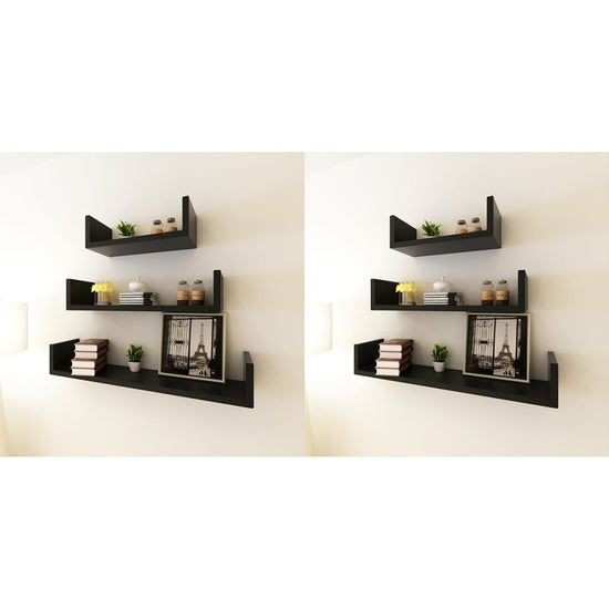 Wandplanken 6 st zwart MeubelReus