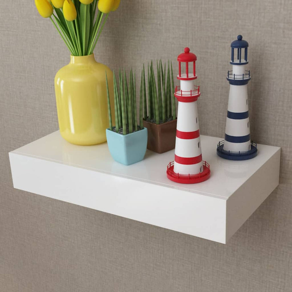Wandplanken zwevend met lades 2 st 48 cm wit MeubelReus