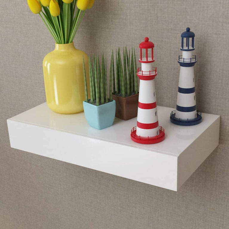 Wandplanken zwevend met lades 2 st 48 cm wit MeubelReus