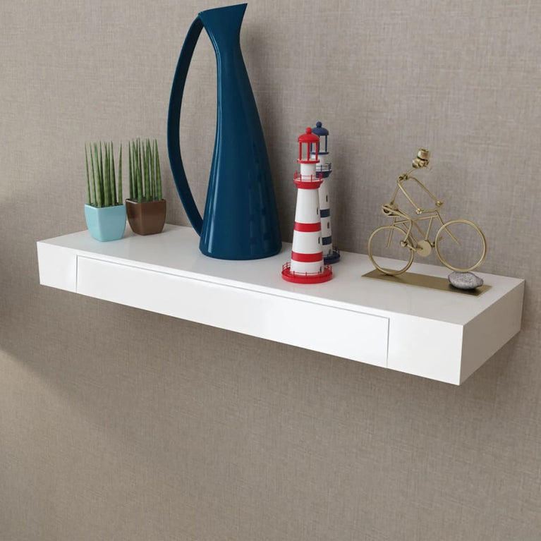 Wandplanken zwevend met lades 2 st 80 cm wit MeubelReus
