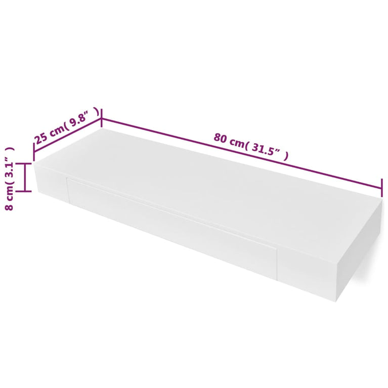 Wandplanken zwevend met lades 2 st 80 cm wit MeubelReus