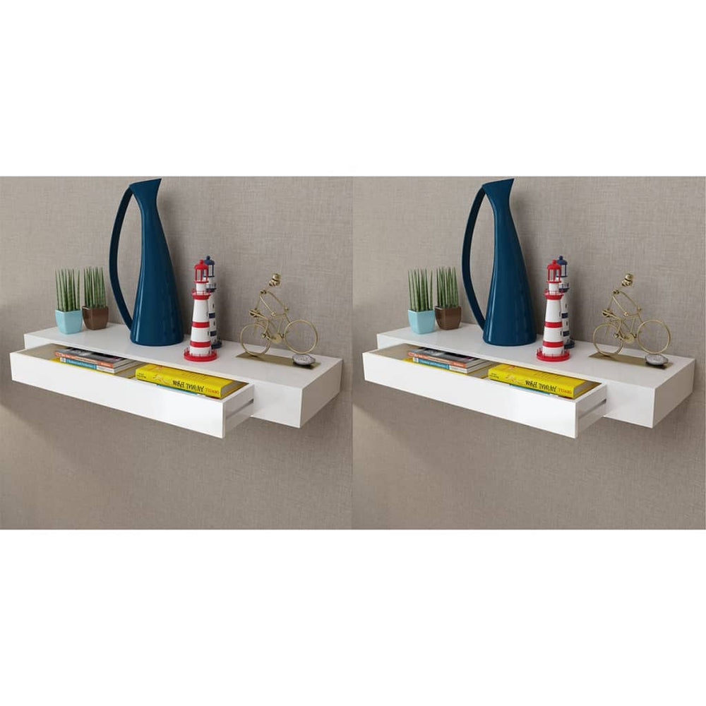 Wandplanken zwevend met lades 2 st 80 cm wit MeubelReus